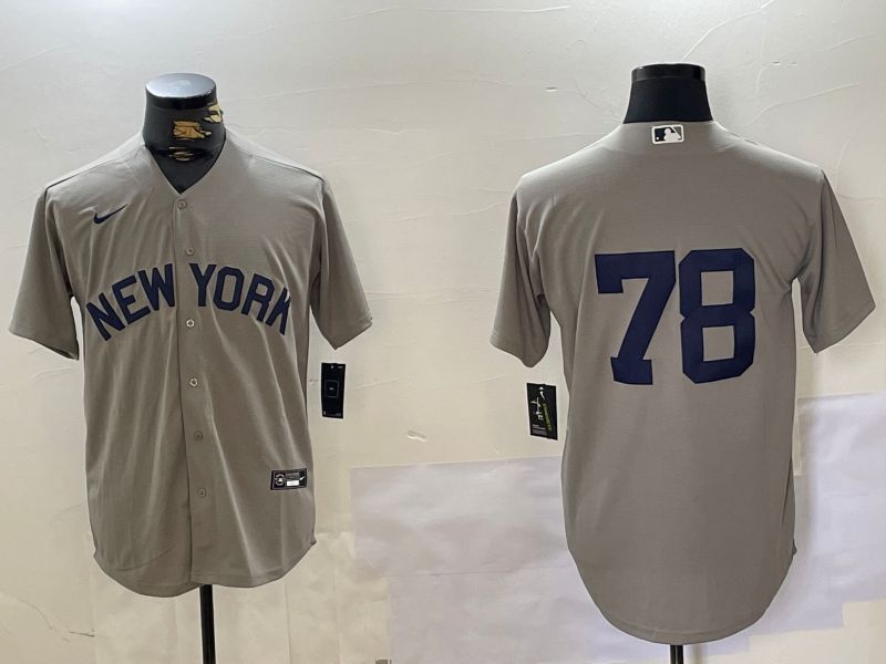 Men New York Yankees 78 No Name Grey Game 2024 Nike MLB Jersey style 1
